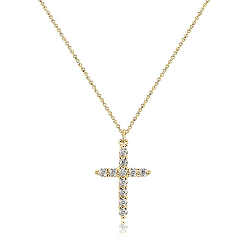 14K Gold Plated Tiny Sideways Cross Necklace Dainty Minimalist Faith Jewelry US2US Fast Ship