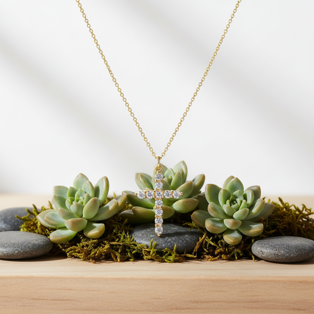 14K Gold Plated Tiny Sideways Cross Necklace Dainty Minimalist Faith Jewelry US2US Fast Ship