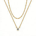 Minimalist 14K Gold Solitaire Charm Necklace Everyday Wear