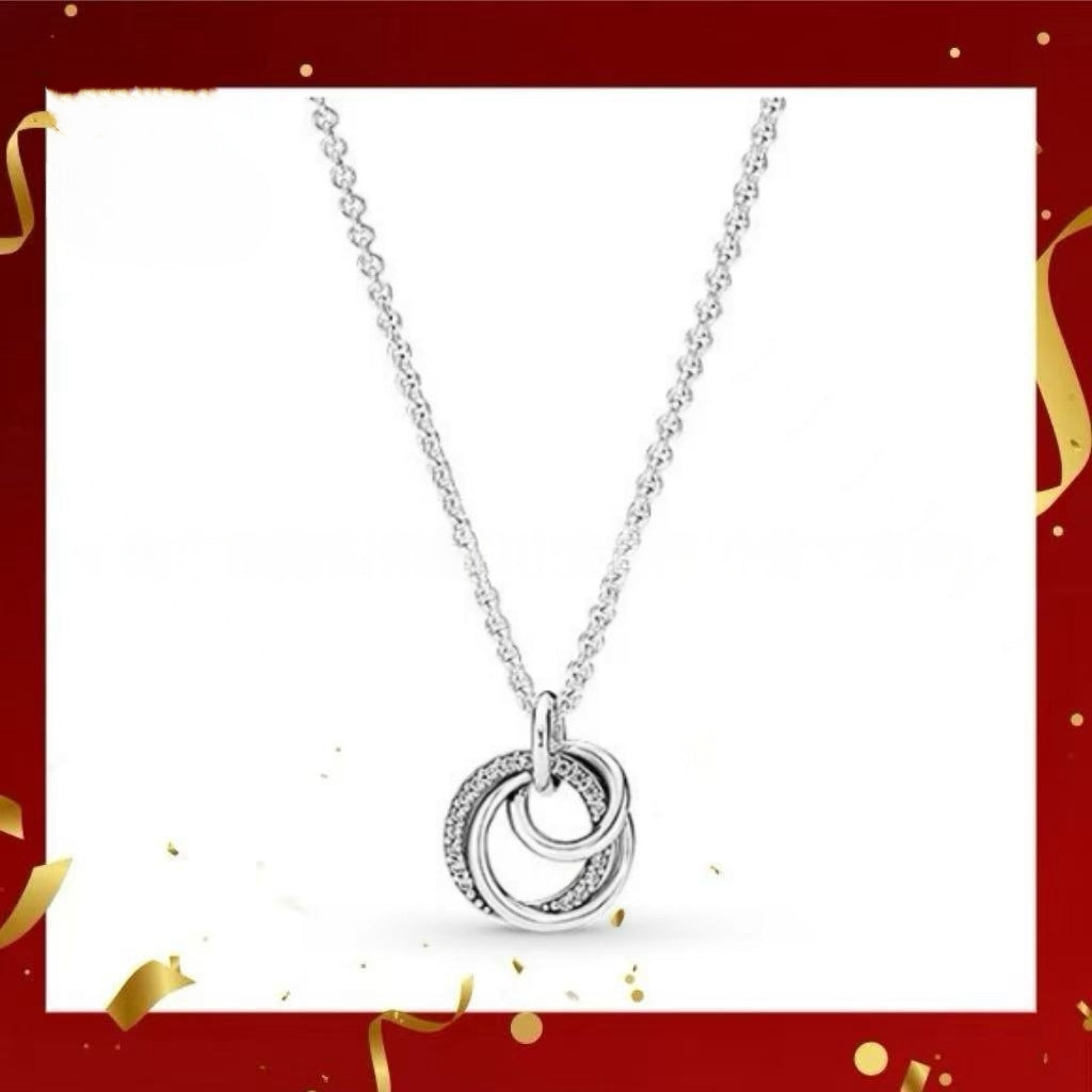 Heart-Shaped Castle Eternal Pendant Sparkling Round Halo Necklace And Earrings