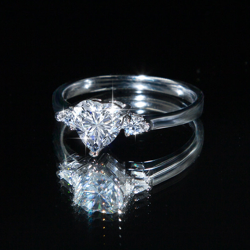 Womens Casual Moissanite Heart Ring