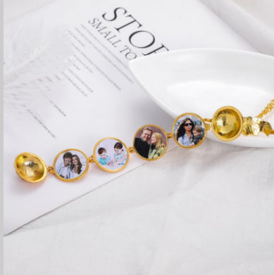 Custom Photo Phase Box Necklace | Men’s Flower Basket Chain Jewelry