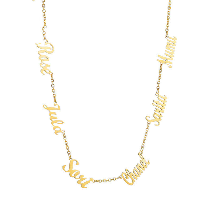 Custom Two Name Engraved Necklace | Minimalist O Word Chain Jewelry