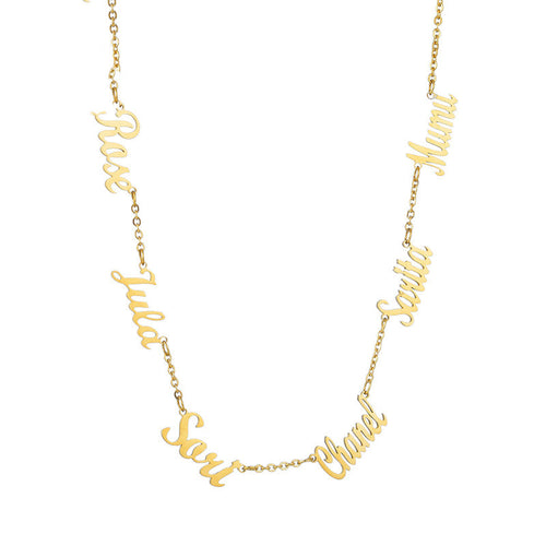 Custom Two Name Engraved Necklace | Minimalist O Word Chain Jewelry
