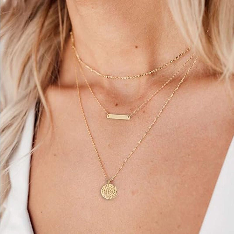 Dainty Layered Chain Choker 14K Gold Plated Women Fashion Necklace US2US Ship