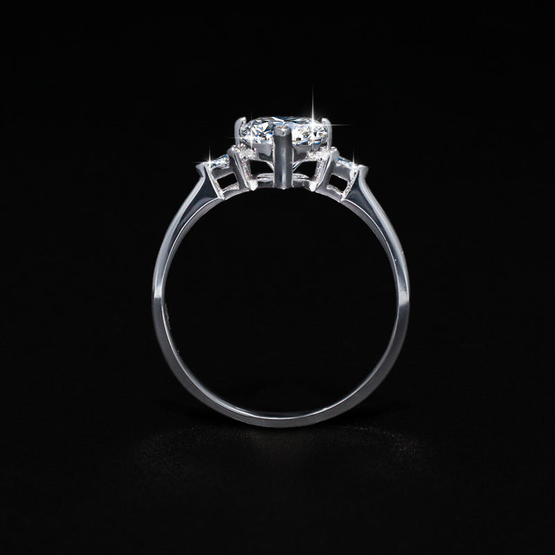 Womens Casual Moissanite Heart Ring