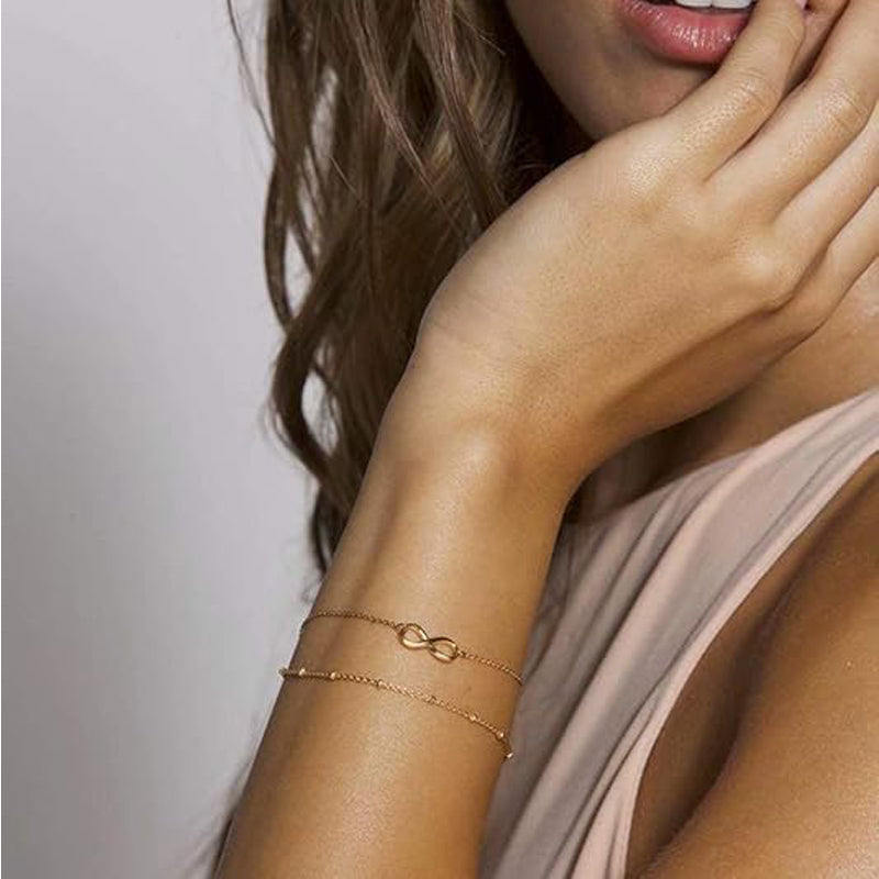 14K Gold Plated Infinity Charm Bracelet | Skin-Friendly Tarnish-Resistant Layered Bracelet
