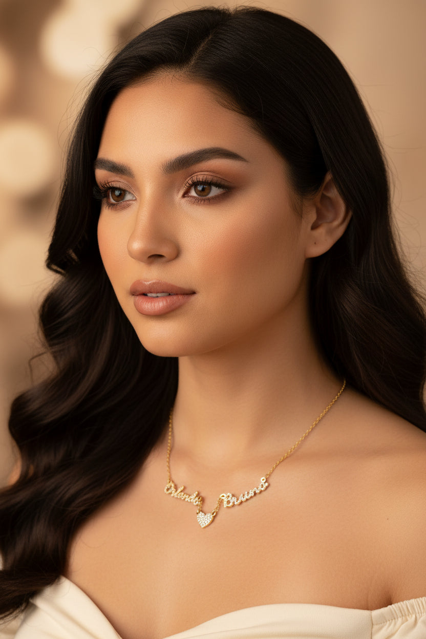 Custom Multi-Name Heart Necklace | Personalized Dad Diamond Inlaid Stainless Steel Choker, Perfect Father's Day Gift.Family Memories